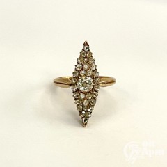 Кольцо-маркиз с бриллиантами и алмазами